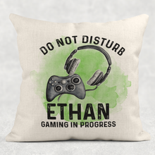 Load image into Gallery viewer, Gamer Personalised Cushion Do Not Disturb Gaming in Progress Cover
