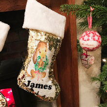 Load image into Gallery viewer, Personalised Dog Gold Sequin Christmas Stocking - Christmas - Molly Dolly Crafts
