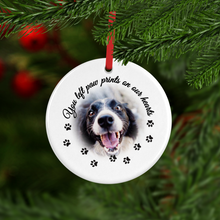 Load image into Gallery viewer, Pet Memorial Double Sided Ceramic Round or Heart Christmas Bauble
