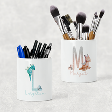 Load image into Gallery viewer, Dragon Alphabet Watercolour Pencil Caddy / Make Up Brush Holder
