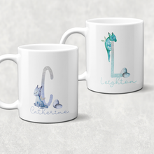 Load image into Gallery viewer, Dragon Glitter Alphabet Personalised Watercolour Mug
