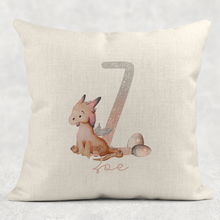 Load image into Gallery viewer, Dragon Peach Alphabet Cushion Linen White Canvas
