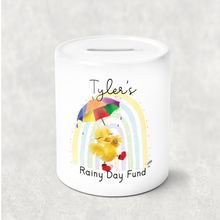 Load image into Gallery viewer, Duck Rainy Day Fund Personalised Money Saving Pot
