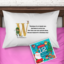 Load image into Gallery viewer, Elf Alphabet Personalised Christmas Eve Pillow Case &amp; Book
