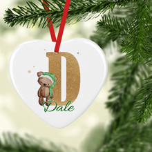 Load image into Gallery viewer, Elf Bear Alphabet Christmas Ceramic Bauble
