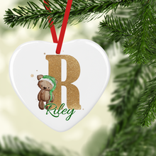 Load image into Gallery viewer, Elf Bear Alphabet Christmas Ceramic Bauble
