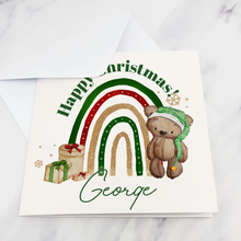 Load image into Gallery viewer, Elf Bear Rainbow Christmas Card
