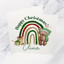 Load image into Gallery viewer, Elf Bear Rainbow Christmas Card
