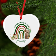 Load image into Gallery viewer, Elf Bear Christmas Rainbow Ceramic Bauble
