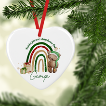Load image into Gallery viewer, Elf Bear Christmas Rainbow Ceramic Bauble
