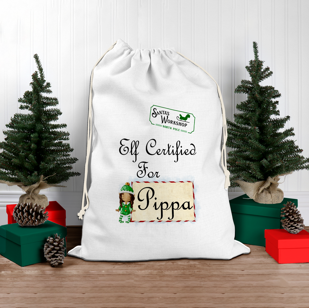 Elf Certified Personalised Christmas Santa Sack