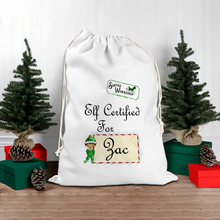 Load image into Gallery viewer, Elf Certified Personalised Christmas Santa Sack
