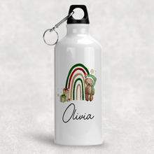 Load image into Gallery viewer, Elf Bear Rainbow Christmas Personalised Aluminium Water Bottle 400/600ml
