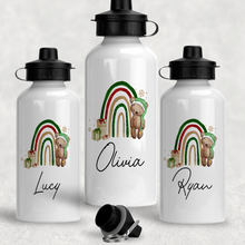 Load image into Gallery viewer, Elf Bear Rainbow Christmas Personalised Aluminium Water Bottle 400/600ml
