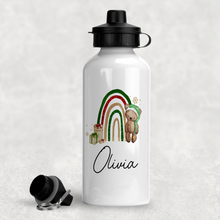 Load image into Gallery viewer, Elf Bear Rainbow Christmas Personalised Aluminium Water Bottle 400/600ml
