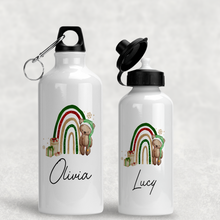 Load image into Gallery viewer, Elf Bear Rainbow Christmas Personalised Aluminium Water Bottle 400/600ml
