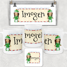 Load image into Gallery viewer, Elf Personalised Christmas Eve Mug and Coaster Set
