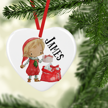 Load image into Gallery viewer, Elf Presents Personalised Ceramic Christmas Bauble
