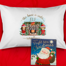 Load image into Gallery viewer, House is Under Elf Surveillance Personalised Christmas Eve Pillow Case &amp; Book
