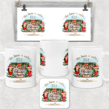 Load image into Gallery viewer, This House is Under Elf Surveillance Personalised Christmas Eve Mug and Coaster Set
