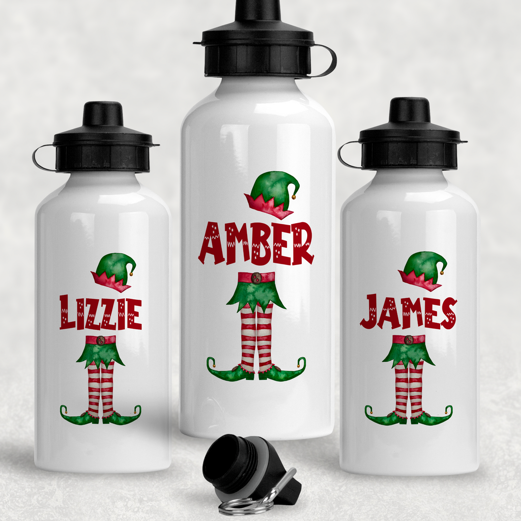 Elf Christmas Personalised Aluminium Water Bottle 400/600ml