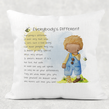 Load image into Gallery viewer, Everybody&#39;s Different Worry Comfort Cushion Linen White Canvas
