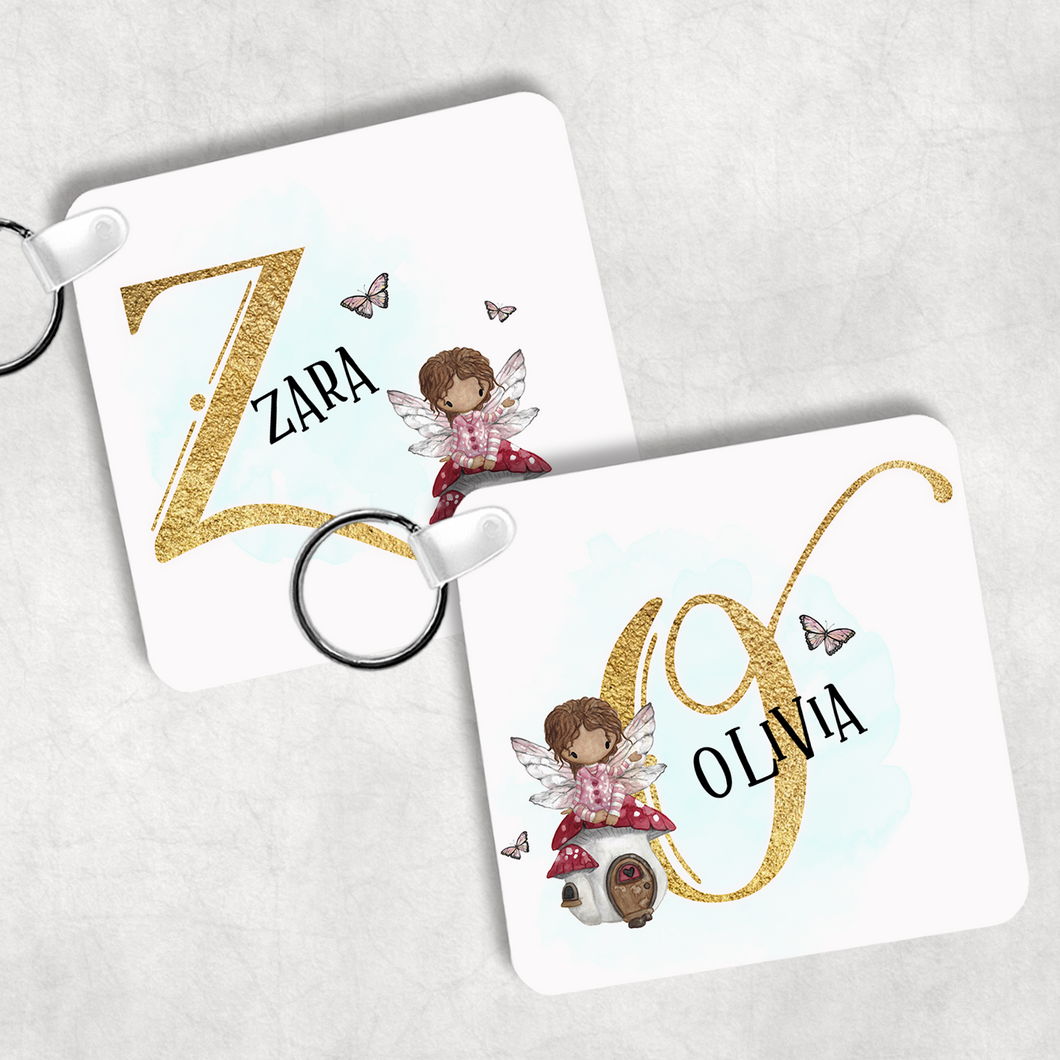 Fairy Alphabet Personalised Keyring Bag Tag