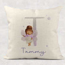 Load image into Gallery viewer, Fairy Glitter Alphabet Personalised Cushion Linen White Canvas
