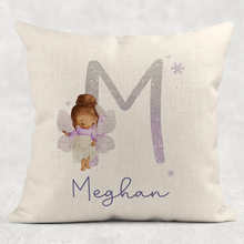 Load image into Gallery viewer, Fairy Glitter Alphabet Personalised Cushion Linen White Canvas
