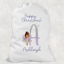 Load image into Gallery viewer, Fairy Lilac Glitter Personalised Christmas Santa Sack
