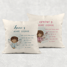 Load image into Gallery viewer, Fairy Personalised Worry Comfort Cushion Linen White Canvas
