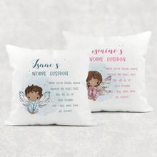 Load image into Gallery viewer, Fairy Personalised Worry Comfort Cushion Linen White Canvas
