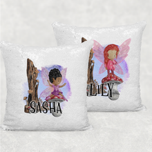 Load image into Gallery viewer, Fairy Toadstool Personalised Mermaid Sequin Cushion
