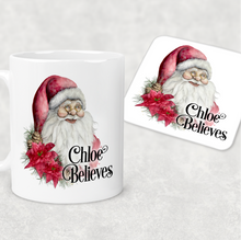 Load image into Gallery viewer, Father Christmas Believes Personalised Christmas Eve Mug and Coaster Set
