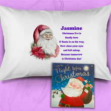 Load image into Gallery viewer, Father Christmas Personalised Christmas Eve Pillow Case &amp; Book
