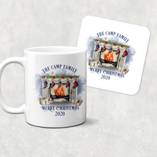 Load image into Gallery viewer, Festive Fireplace with Personalised Family Stockings Christmas Eve Mug and Coaster Set
