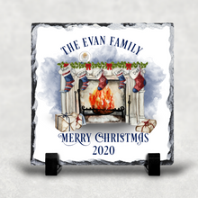 Load image into Gallery viewer, Festive Fireplace Personalised Christmas Slate
