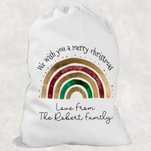 Load image into Gallery viewer, Festive Rainbow Family Gift Personalised Christmas Santa Sack
