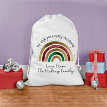 Load image into Gallery viewer, Festive Rainbow Family Gift Personalised Christmas Santa Sack
