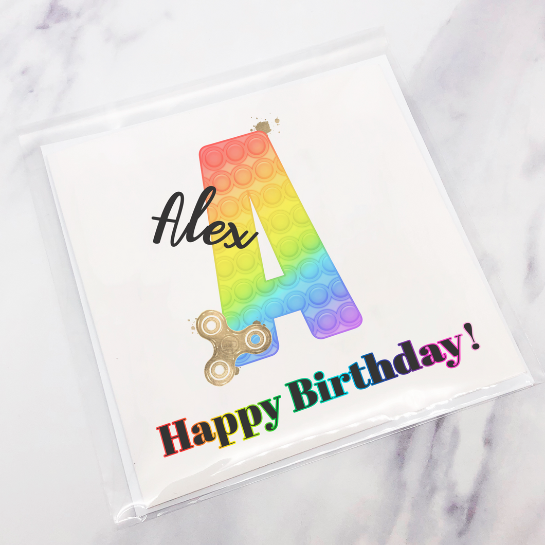 Pop It Fidget Alphabet Birthday Card