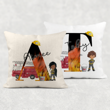 Load image into Gallery viewer, Firefighter Alphabet Personalised Cushion
