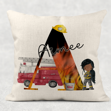 Load image into Gallery viewer, Firefighter Alphabet Personalised Cushion
