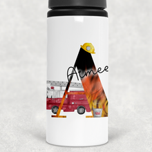 Load image into Gallery viewer, Firefighter Alphabet Personalised Aluminium Straw Water Bottle 650ml
