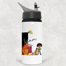 Load image into Gallery viewer, Firefighter Alphabet Personalised Aluminium Straw Water Bottle 650ml
