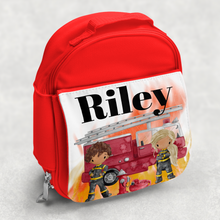 Load image into Gallery viewer, Firefighter Personalised Kids Insulated Lunch Bag
