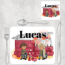 Load image into Gallery viewer, Firefighter Kids Dinner Placemat &amp; Coaster
