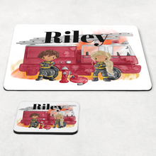 Load image into Gallery viewer, Firefighter Kids Dinner Placemat &amp; Coaster
