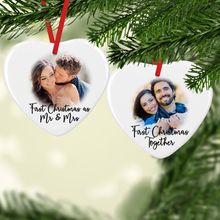 Load image into Gallery viewer, First Christmas Ceramic Round or Heart Christmas Bauble
