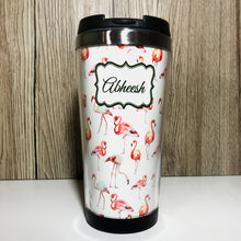 Load image into Gallery viewer, Flamingo 420ml Travel Mug with Option to Personalise - Travel Mug - Molly Dolly Crafts
