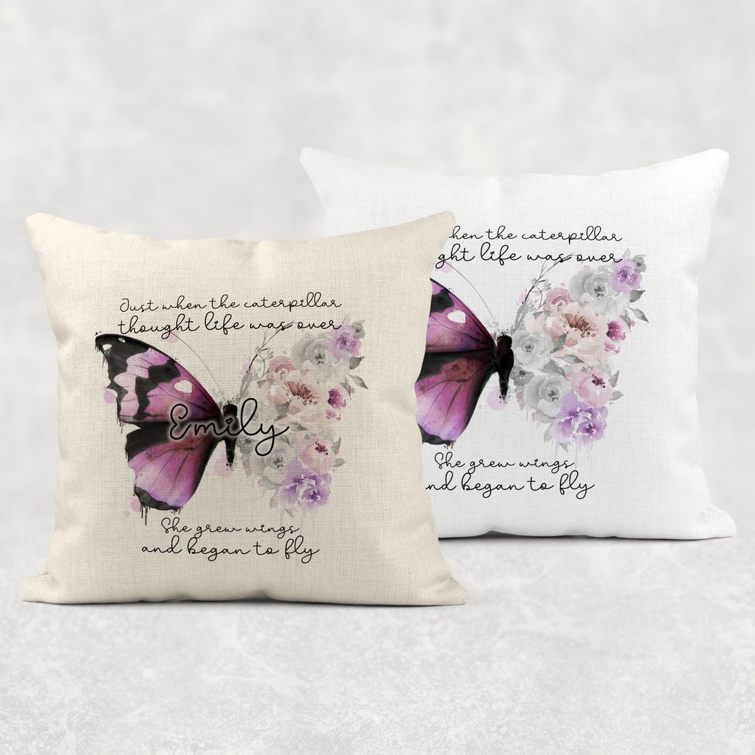 Butterfly Floral Positivity Personalised Cushion